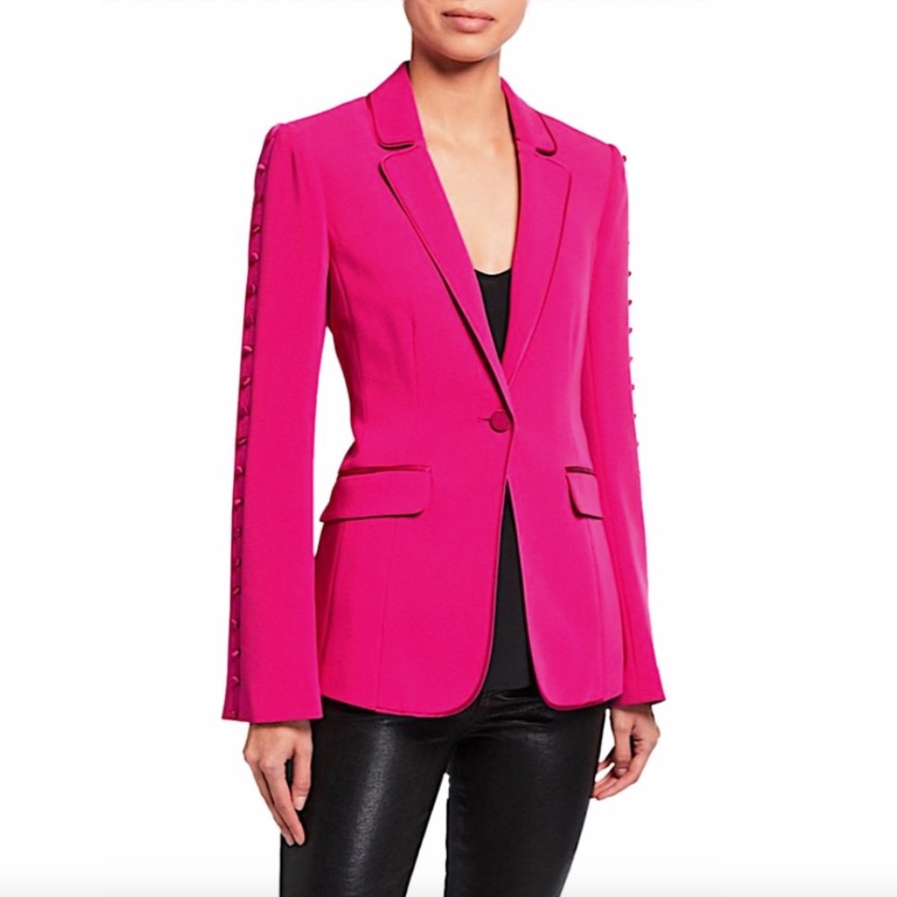 Cinq a Sept Fuchsia with Tag Vivi Button Sleeve Blazer